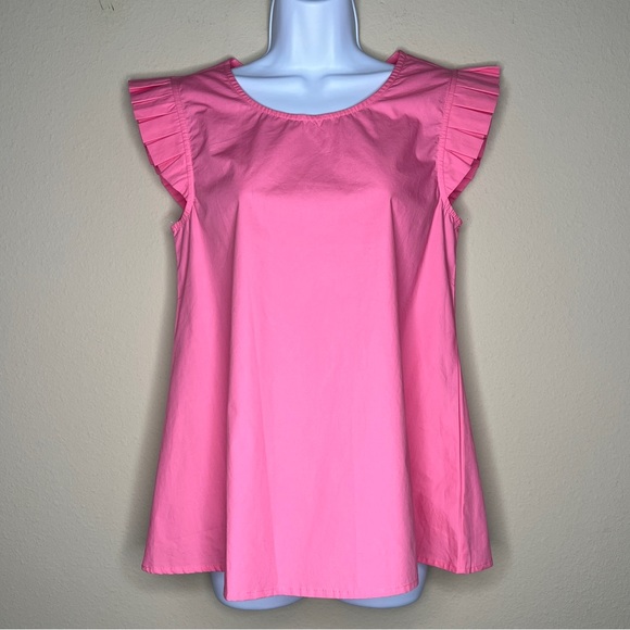 HD IN PARIS / ANTHROPOLOGIE Pink Ruffled Poplin Top - Sz XS - Picture 3 of 10